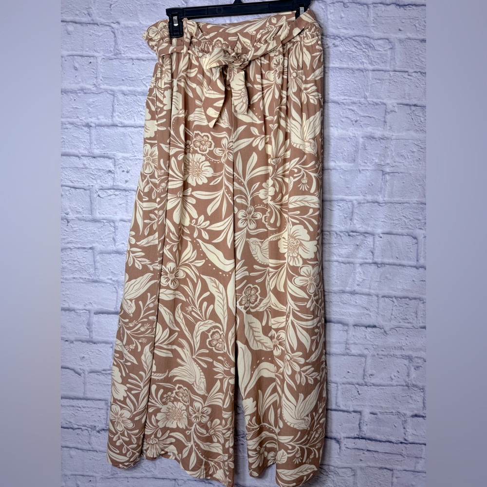 Patrons of Peace Tan Floral Wide Leg Pants